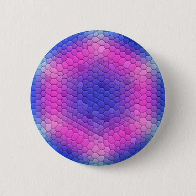 Pink to Blue Holographic Mermaid Scale Hexagons  Button (Front)