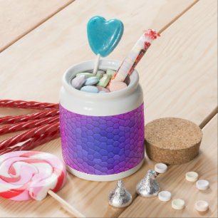 Pink to Blue Holographic Mermaid Scale Hexagons Candy Jar