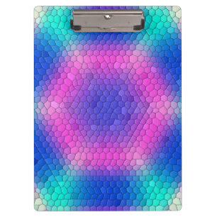 Pink to Blue Holographic Mermaid Scale Hexagons Clipboard