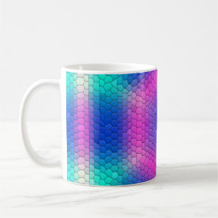 Pink to Blue Holographic Mermaid Scale Hexagons  Coffee Mug