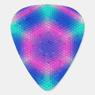 Pink to Blue Holographic Mermaid Scale Hexagons  Guitar Pick