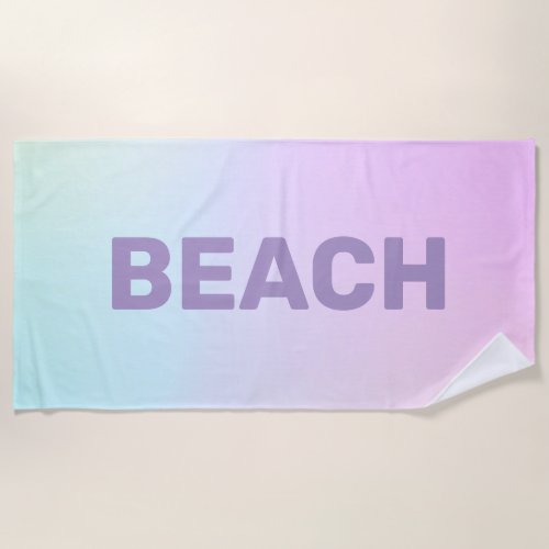 Pink to blue ombre background beach towel