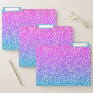 Pink to blue ombre faux glitter texture file folder
