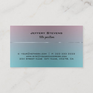 Pink to blue ombre faux stainless steel steel Look Business Card