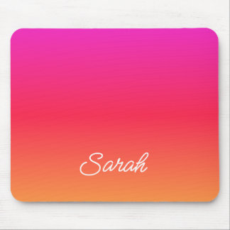Pink to Orange Modern Gradient Name Mouse Pad