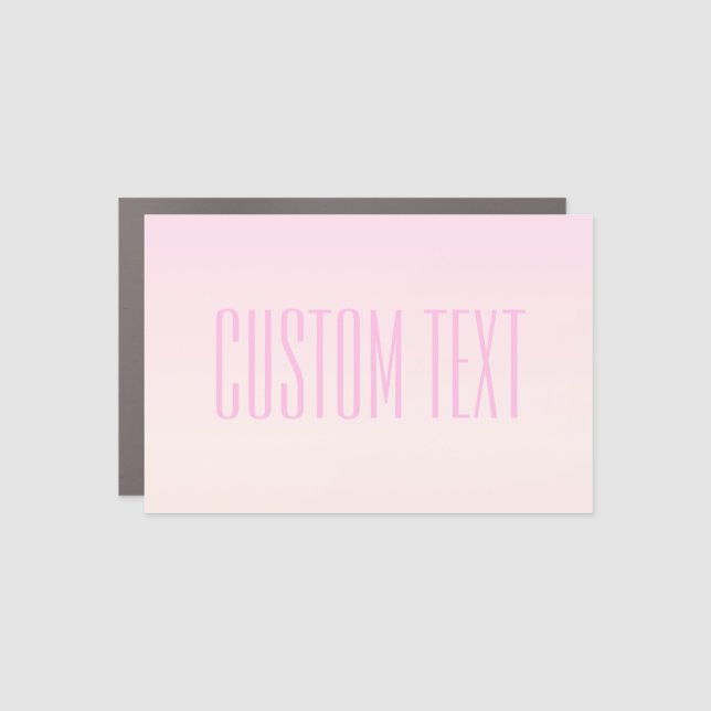 Pink to Peach Sunset Ombre with Customizable Text Car Magnet (Front)