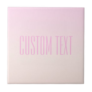 Pink to Peach Sunset Ombre with Customizable Text Ceramic Tile
