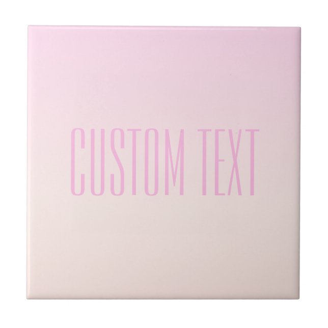 Pink to Peach Sunset Ombre with Customizable Text Ceramic Tile (Front)