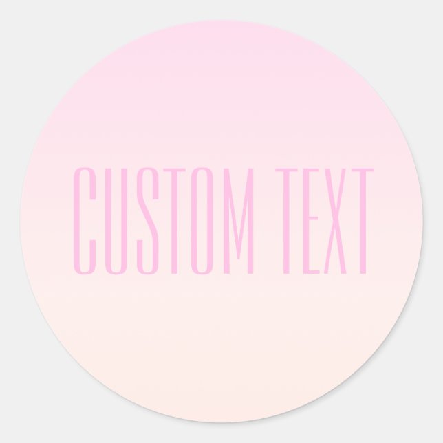 Pink to Peach Sunset Ombre with Customizable Text Classic Round Sticker (Front)