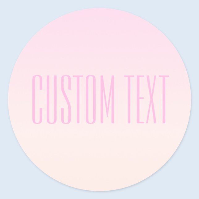Pink to Peach Sunset Ombre with Customizable Text Classic Round Sticker (Creator Uploaded)