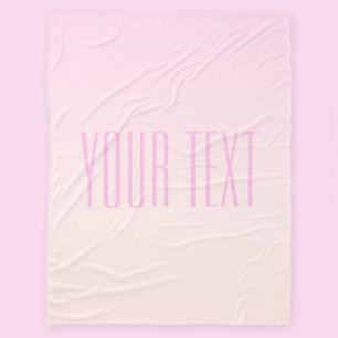 Pink to Peach Sunset Ombre with Customizable Text Fleece Blanket