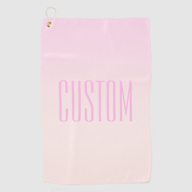 Pink to Peach Sunset Ombre with Customizable Text Golf Towel (Front)