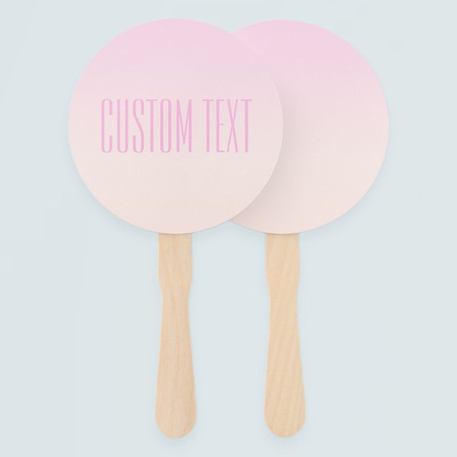 Pink to Peach Sunset Ombre with Customizable Text Hand Fan (Creator Uploaded)