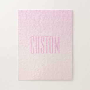 Pink to Peach Sunset Ombre with Customizable Text Jigsaw Puzzle