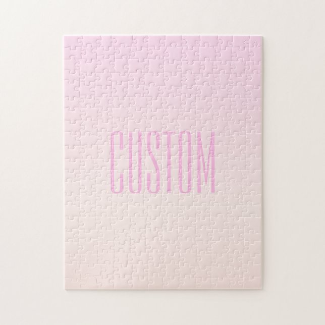 Pink to Peach Sunset Ombre with Customizable Text Jigsaw Puzzle (Vertical)