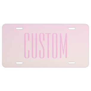 Pink to Peach Sunset Ombre with Customizable Text License Plate