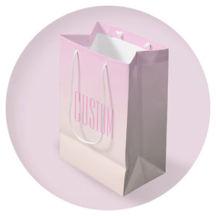 Pink to Peach Sunset Ombre with Customizable Text Medium Gift Bag