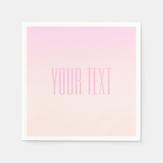 Pink to Peach Sunset Ombre with Customizable Text Napkins (Front)