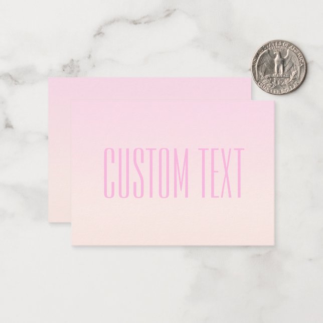 Pink to Peach Sunset Ombre with Customizable Text Note Card (Front/Back In Situ)