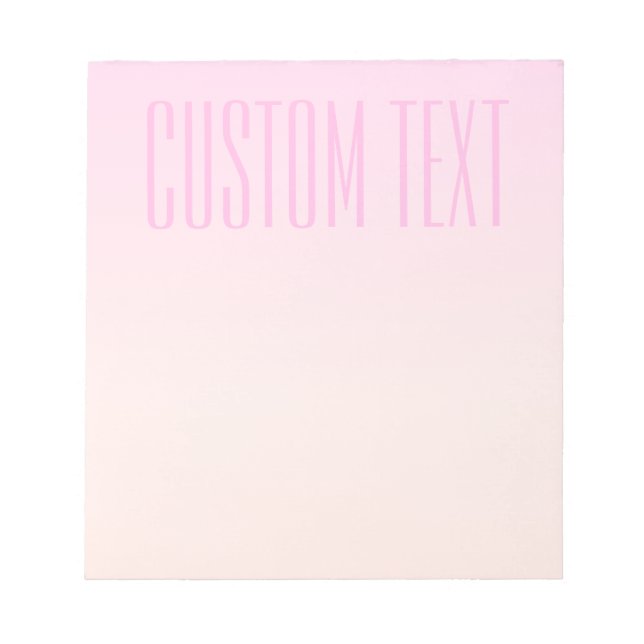 Pink to Peach Sunset Ombre with Customizable Text Notepad (Front)
