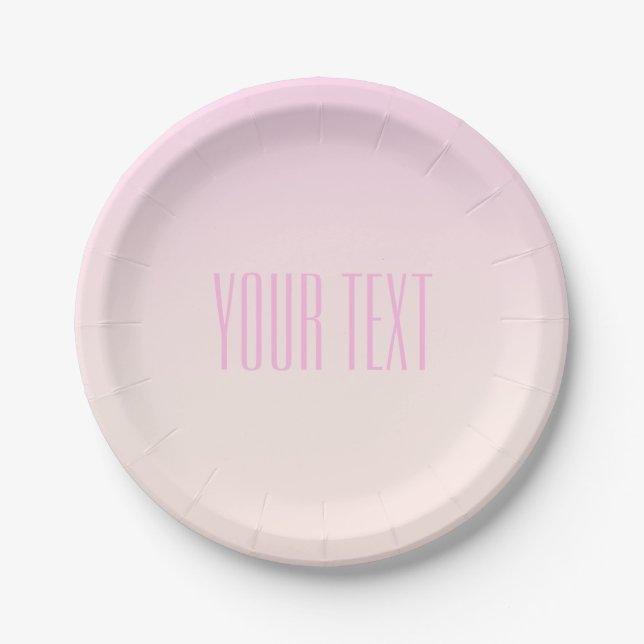 Pink to Peach Sunset Ombre with Customizable Text Paper Plates (Front)