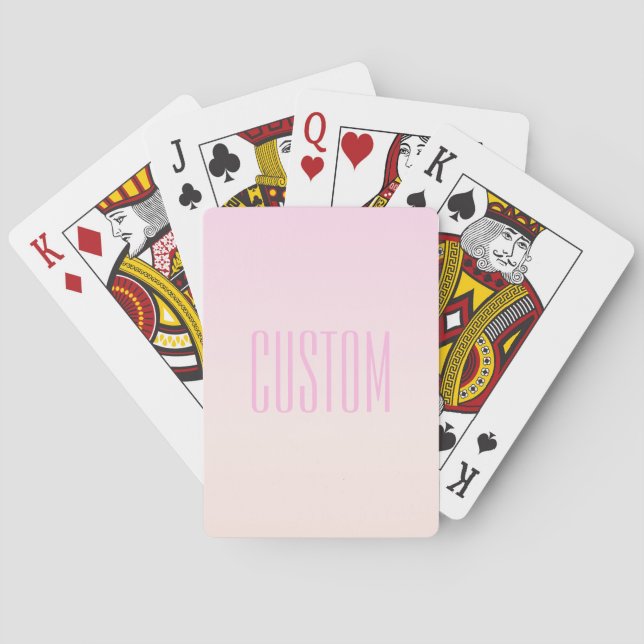 Pink to Peach Sunset Ombre with Customizable Text Poker Cards (Back)