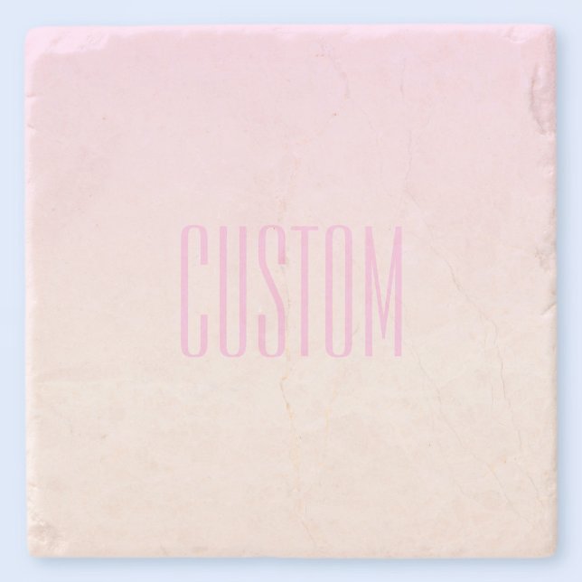 Pink to Peach Sunset Ombre with Customizable Text Stone Coaster (Creator Uploaded)