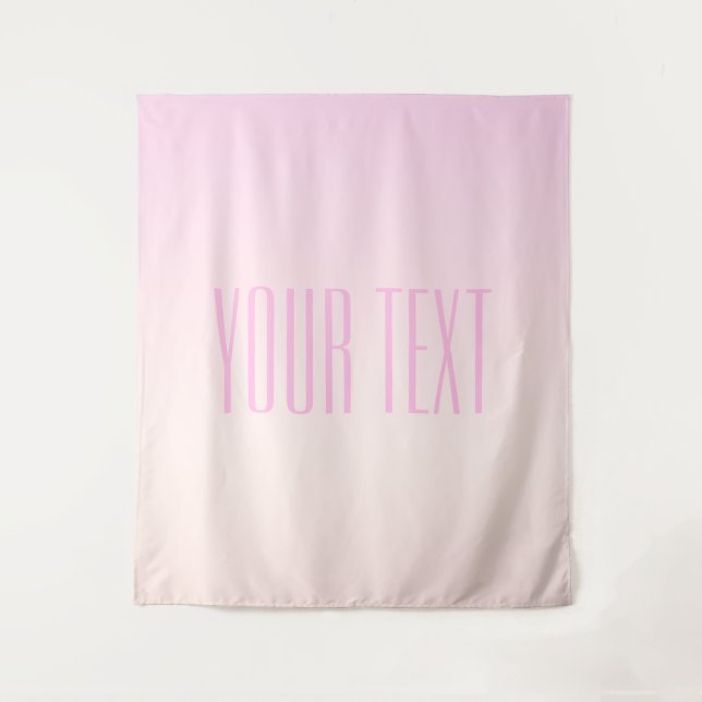 Pink to Peach Sunset Ombre with Customizable Text Tapestry (Front)