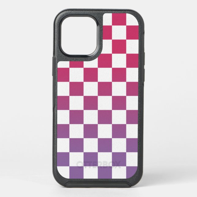 Pink to Purple and White Checkered Pattern Otterbox iPhone Case (Back)