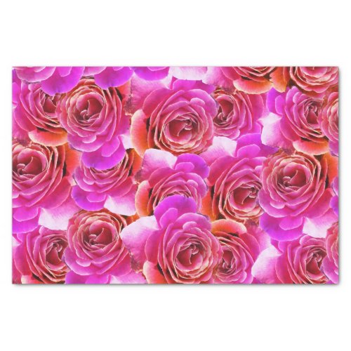 Pink to Red Gradient Roses Tissue Paper