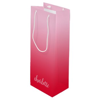 Pink To Red Ombre Wine Gift Bag by pinkgifts4you at Zazzle