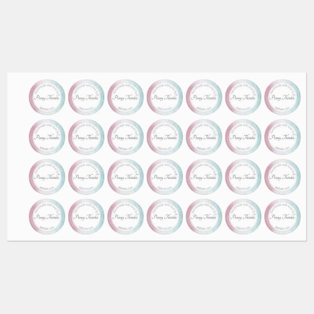 Pink to turquoise watercolour ombré labels (Sheet)