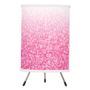 Pink to white faux glitter ombre tripod lamp
