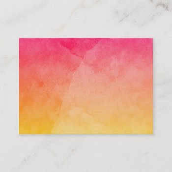 Pink To Yellow Watercolor Business Card by pinkgifts4you at Zazzle
