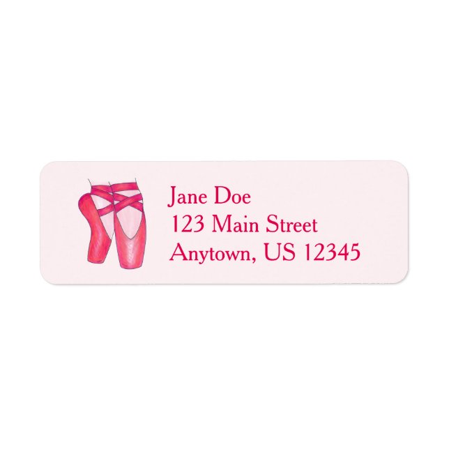 Pink Toe Pointe Shoe Ballet Ballerina Dance Studio Label (Front)