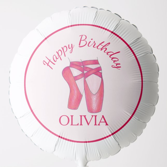 Pink Toe Shoes Ballet Ballerina Dance Birthday Balloon (Front)