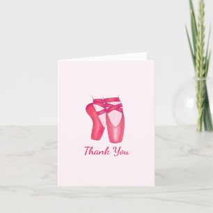 Pink Toe Shoes Ballet Ballerina Dance Birthday Letterpress Thank You Card
