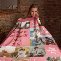 Pink Together Forever Always Love You Valentine Fleece Blanket