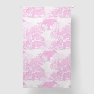 Pink Toile Animals Chinoiserie Girl Nursery Blackout Curtains