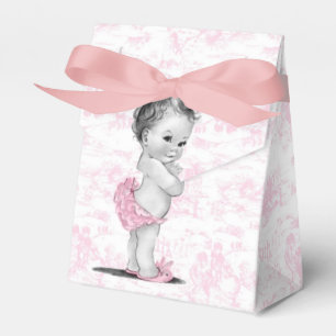 Pink Toile Baby Shower Favor Boxes