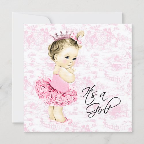 Pink Toile Baby Shower Invitation