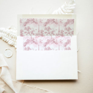 Pink Toile Bonjour bebe baby shower Paris Envelope Liner