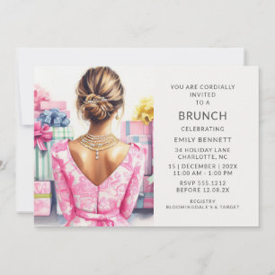 Pink Toile Brunch Bridal Shower Invitation
