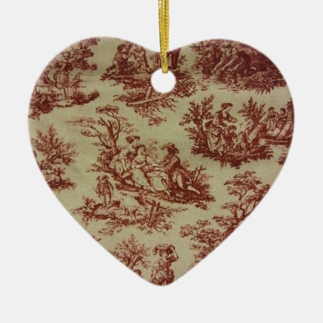 Pink Toile Ceramic Ornament (Front)