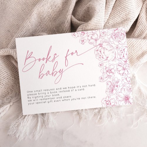 Pink Toile de Jouy Books for Baby Shower Enclosure Card