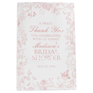 Pink Toile De Jouy Bridal Shower Favors Medium Gift Bag