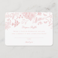 Pink Toile De Jouy Diaper Raffle Invitation Insert