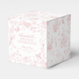 Pink Toile De Jouy Floral Birthday Party Favor Box
