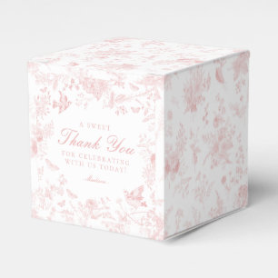 Pink Toile De Jouy Floral Dessert Favor Boxes