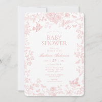 Pink Toile De Jouy French Floral Baby Shower